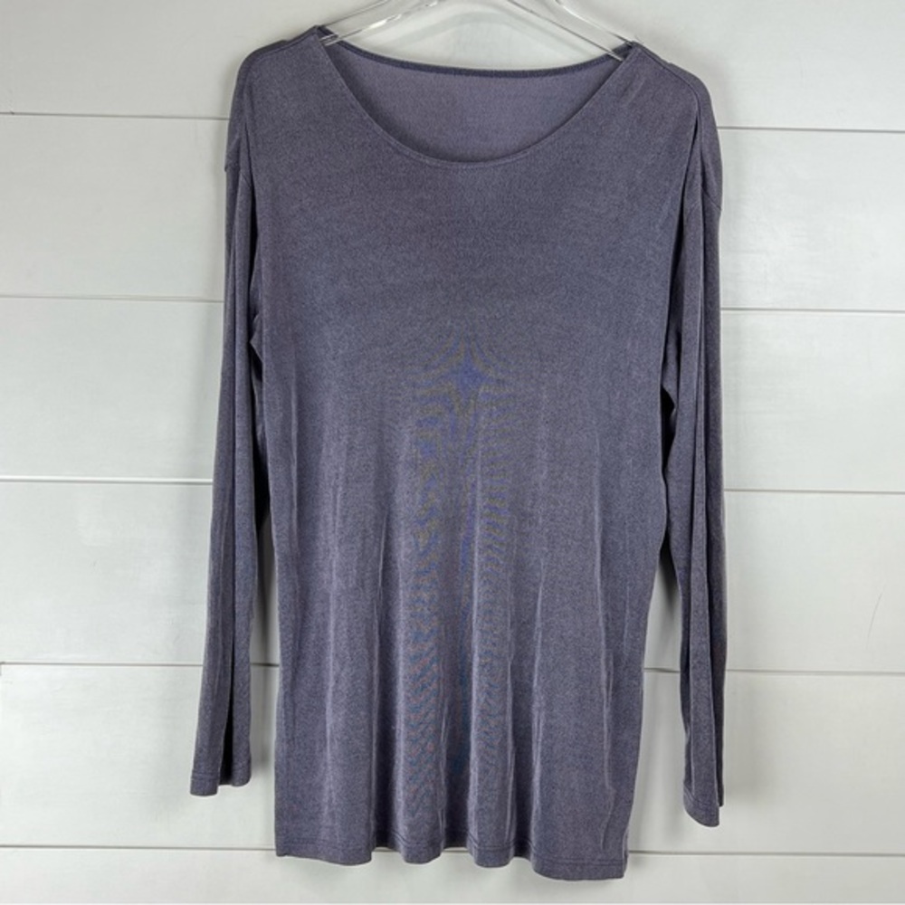 FLAX Size Small Slinky Tunic Top Long Skeeve Scoop Neck Lavender